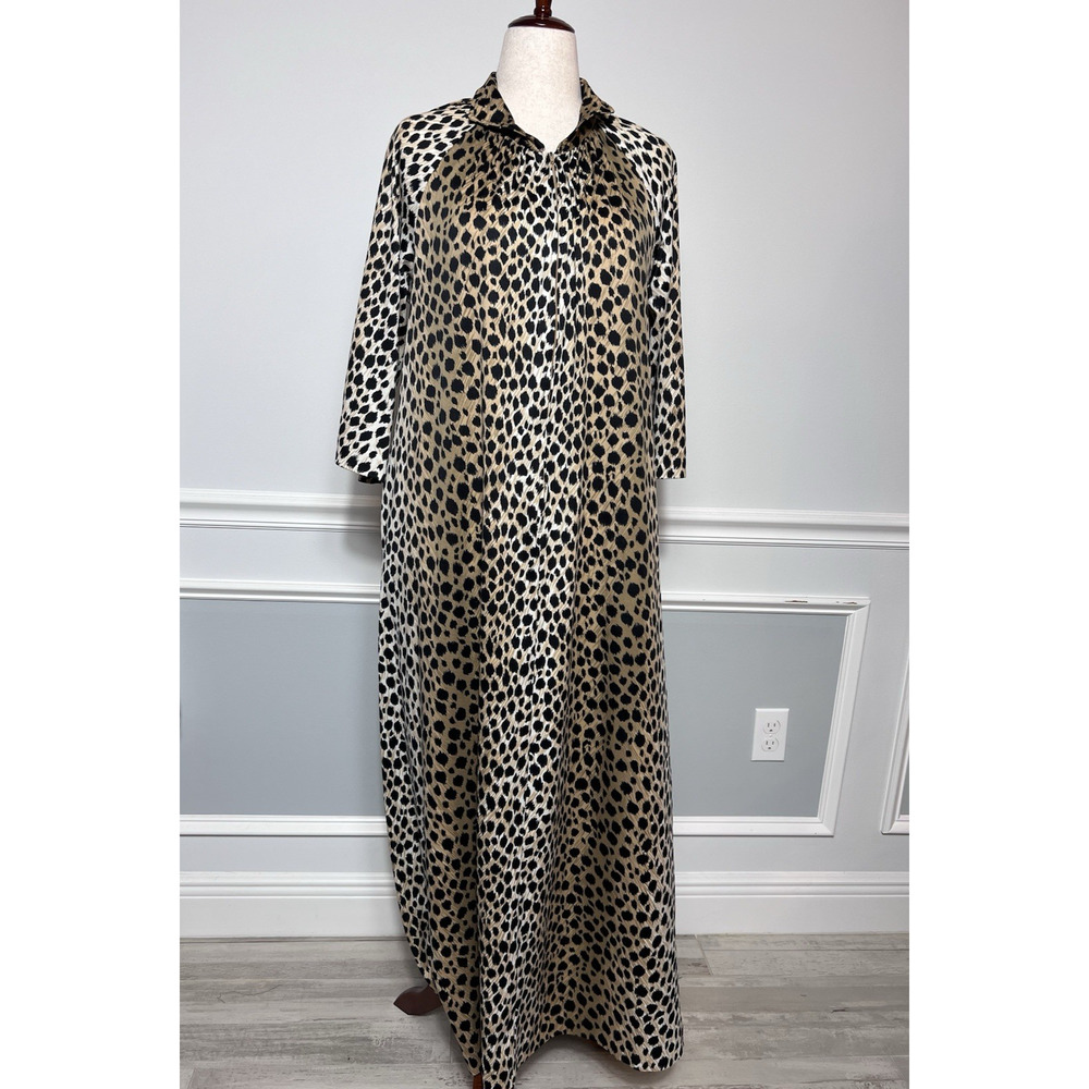 GEORGIE KEYLOUN (L) Animal Print Hostess Maxi Gown-VTG-60's-TALON ZIPPER-Caftan-